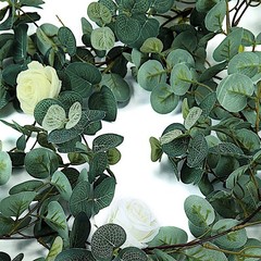 6 ft long Frosted Green Eucalyptus Foliage Garlands Silk Roses Greenery Party