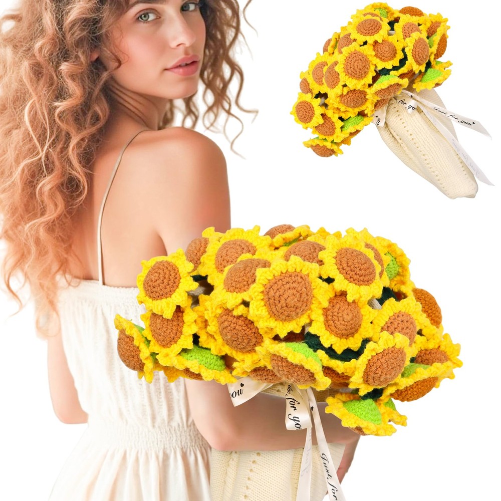 LOKOZ Sunflower Gifts for Women Get Well – Crochet 63×63 Inches,