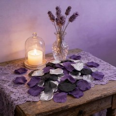 900PCS Dark Purple Black Silver Silk Rose Petals