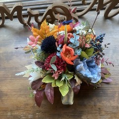 Bridal Wedding Bouquet Lovely Budget Minded Faux Bubble Pearl Blue + Fall Colors