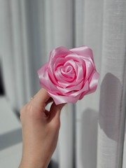 Handmade Satin Ribbon Rose • Gift for Her Mother’s Day, Wedding Decor • 1PC