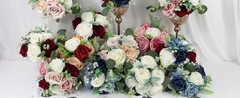 Set of 4 Bridesmaid Bouquets for Wedding – Silk Artificial Ivory Bridesmaid