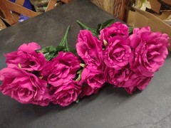 Set of 2 Pieces: Mixed Pearl Rose Bush, Orchid Dark Pink Silk 24 Total Roses