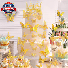 53 Pcs Flower Bouquet Accessories, 5 Pcs Gold Crowns and 48 Pcs Gold Butterfly D