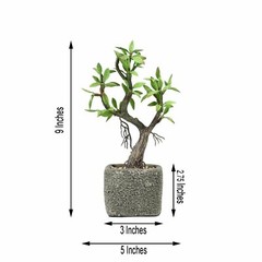 9-Inch tall Brown Concrete Planter Pot Green Artificial Mini Willow Tree