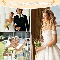 Elegant Rhinestone Wrist Corsage Set – 6 Pcs Adjustable Bands for Weddings