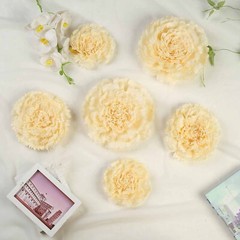 12 pack 7″ 9″ 11″ Ivory and Cream Tissue Paper Carnation Flowers Home Backdrop