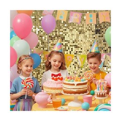 48 Pcs Light Gold Shimmer Wall Backdrop Panels for Birthday Decorations, 8×6 …
