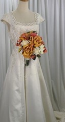 Rose, Peaches and Cream Faux Silk Bridal Bouquet