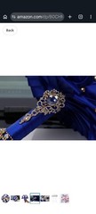 Royal Blue Brooch Bouquet Rhinestone Gem Pearl Wedding Bridal Satin Rose Flowers