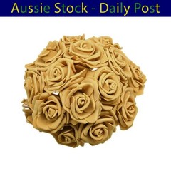 Artificial Flowers with Stems Foam Rose Fake Bride Bouquet Wedding 7cm 20pcs