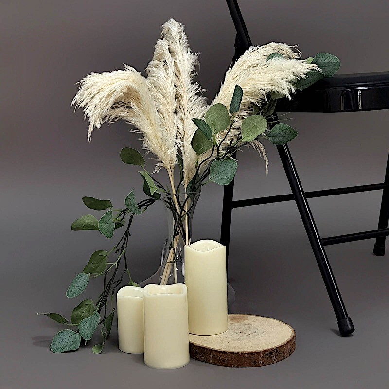 6 WHITE 32″ Natural Pampas Grass SPRAYS Dried Plant STEMS Party Home Decorations