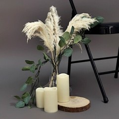 6 WHITE 32″ Natural Pampas Grass SPRAYS Dried Plant STEMS Party Home Decorations