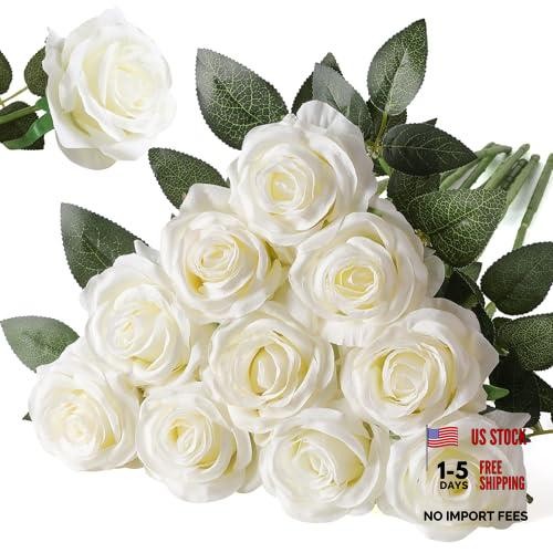 Artificial Silk Rose Flower Bouquet – White Fake Rose for Off White
