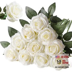 Artificial Silk Rose Flower Bouquet – White Fake Rose for Off White