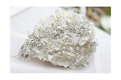 White Hydrangea Drop Brooch Bouquet Silver Wedding Bouquets Crystal Teardrop …