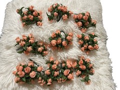 Vintage Poly Silk Rose Buds Flower Wire Stem Bouquet Wedding Crafts Hats Dolls