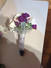 Cascading Bridal Bouquet, 5 Round Bridesmaids Bouquets, 1 Toss Bouquet