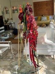 36”L Wedding Bouquet Large Cascade Real Feel Faux Flower Orchid Paradise Red
