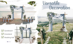 Dusty Blue Wedding Arch Flowers & Sheer Drapes Kit – Pack of 4