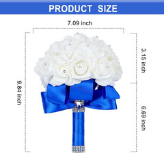 Wedding Bouquet, Handmade Blue Bridesmaid Bouquet Bridal Bouquet with Crystal…