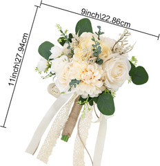 Set of 4 Bridesmaid Bouquets for Wedding, 9 Inch Boho Bridesmaid Flowers for Cer