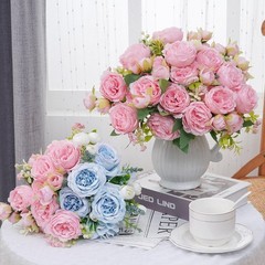 2 Packs Peonies Artificial Flowers, Light Pink Artificial Peonies, Silk Peonies
