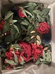 Ling’s Moment 6FT Flower Garland Wed Decor Eucalyptus and Rose, Burgundy & Navy