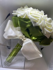 Wedding Flower Rhinestone Bouquet Bride Bridesmaid Rose Satin Bridal Large 11×9″