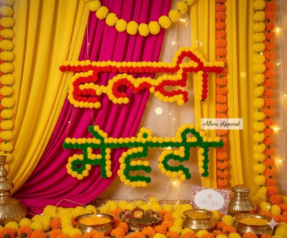 PRTK Haldi Mehndi Ceremony Decoration Board for Wedding/Marriage 17 inch 2pcs