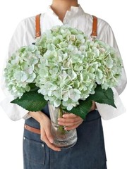 Light Silk Hydrangea Artificial Flowers, 4PCS 21″ Large Lifelike Faux Green