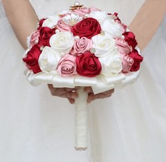 Bridal Wedding Bouquet with Rhinestone Brooch Pearl for Bride Bridesmaid Wedd…