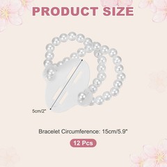 Pearl Corsage Wristlet, 5Inch 12Pcs Elastic Wrist Corsage Bracelets Bands, White
