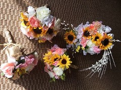 Wedding flowers bridal bouquets bridal package Sunflowers Blush Coral 9 Bouquet