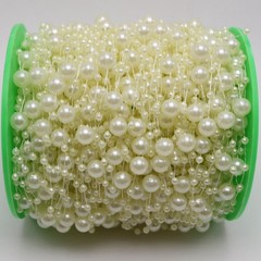 60 Meter Ivory Pearl Beaded Garland Wedding Bouquet Decoration Craft on Spool