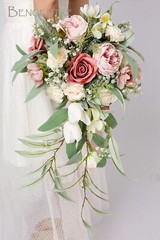 12 Inch Dusty Rose Bridal Bouquet, Cascading Bouquet,Wedding Bouquet,for Wedd…