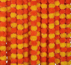 5 PC – 5 Feet Marigold Garland |Indian/American Wedding Party Mantle Decoration,