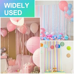 3Roll 1.8″x72FT Crepe Paper Streamers Decorations Light Blue/Green/Bright Purple