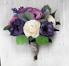 Purple Lavender Bridal Bouquet Sola Wood Wedding Flowers Artificial Bridesmaid