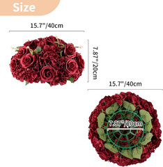 Burgundy Rose Flower Balls – 10 Pcs 15.7″ Faux Floral Arrangements for Weddings