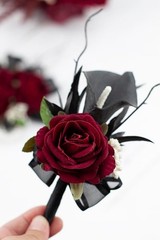 Black Burgundy Calla Lily Corsage and Boutonniere Set for Weddings and Proms