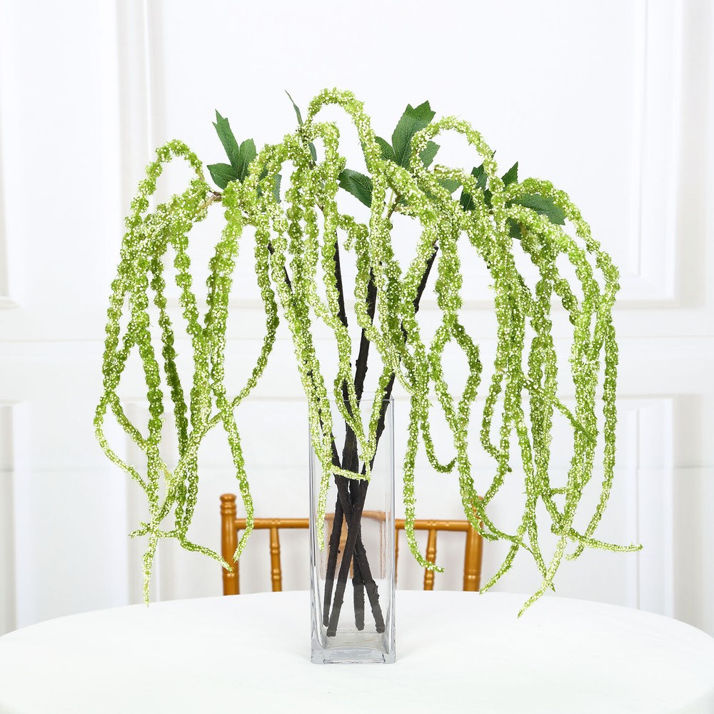 2 pcs 36″ tall Green Artificial Plant Amaranthus Branches Strands with Leaves