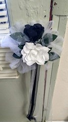 6pc wedding pew bows Black & White Rush orders Available & Choose Any Color