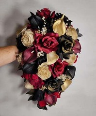 Champagne Gold Burgundy Black Sola Wood Bridal Wedding Bouquet Accessories