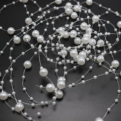 60 Meter White Pearl Beaded Garland Wedding Bouquet Decoration Craft on Spool