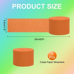 3Roll 1.8″x82FT Crepe Paper Streamers Decorations Orange
