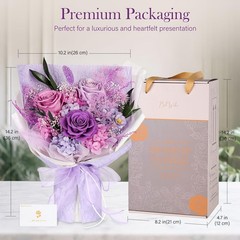 Preserved Bouquet of Flowers – 3 Roses & for Purple