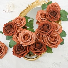 Artificial Flowers Artificial Rose for DIY Wedding 25pcs Shades of Terracotta