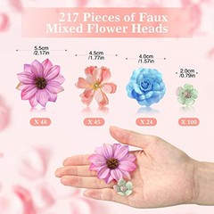 217 Pcs Mini Fake Flowers for Crafts Bulk Fake Flower Heads Charming Color