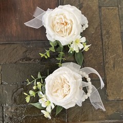 SET OF 3 Assorted Flower White Sola Bridal Wedding Bouquet with corsages